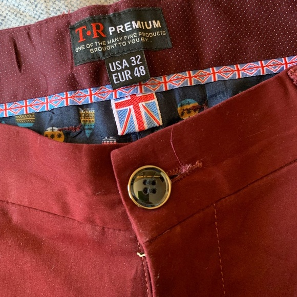 TR PREMIUM BERGUNDY PANTS SIZE 32 - Picture 2 of 3